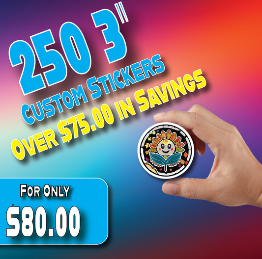 250 3" Custom Die Cut Stickers