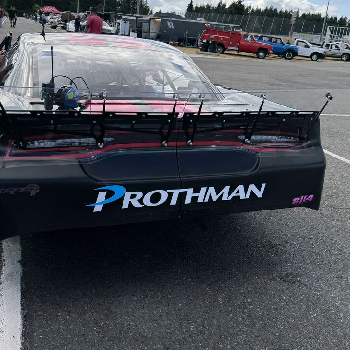 Prothman racing: Vinyl decal on a race car sticker