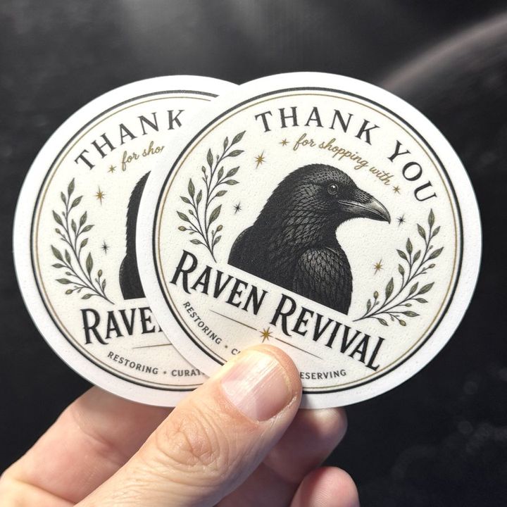 Raven Revival: Circle thank-you stickers sticker
